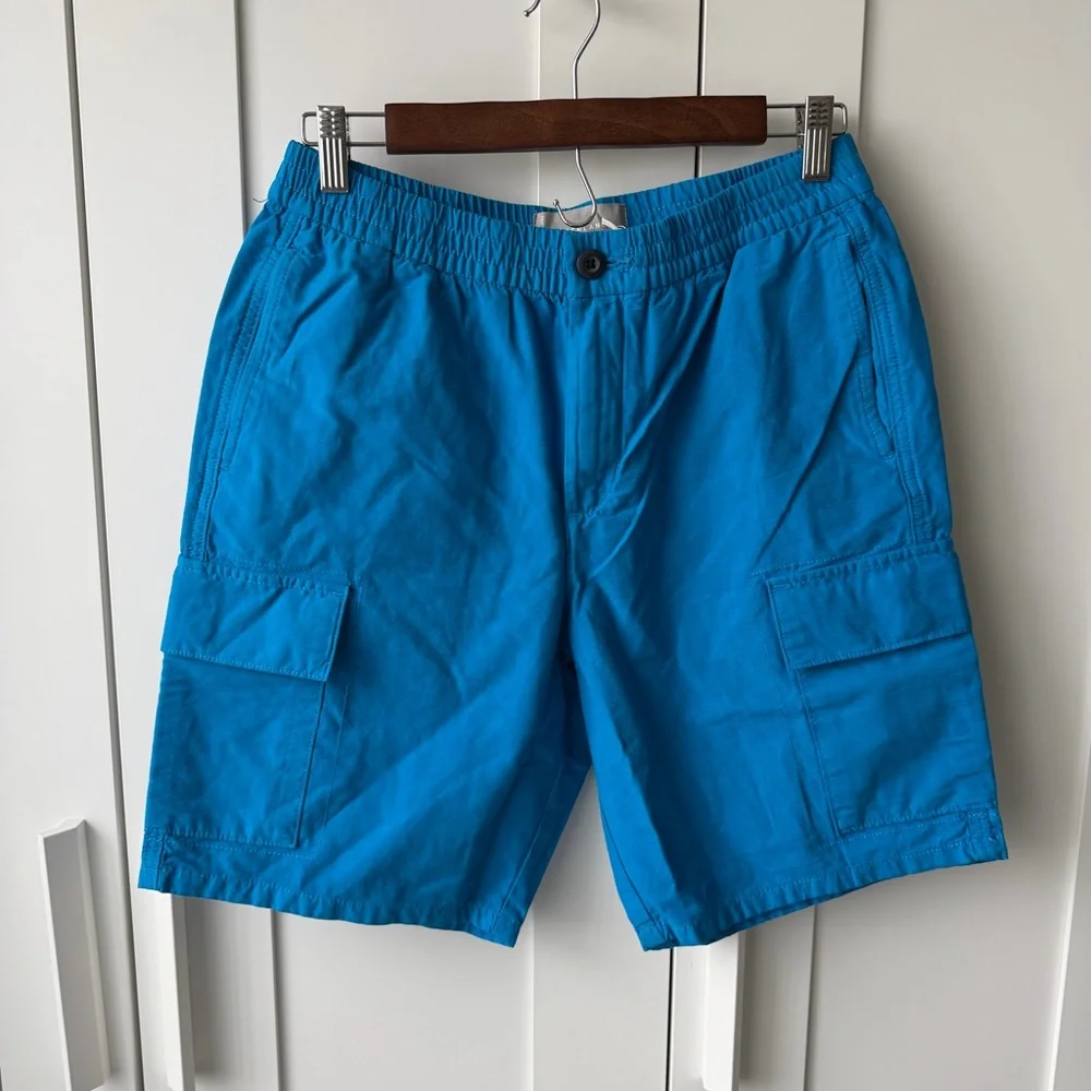 Everlane‎ The Organic Cotton Linen Blend Cargo Shorts Men's Teal Blue small NWT